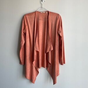 Soft Surroundings Faux Suede Open Front Cardigan